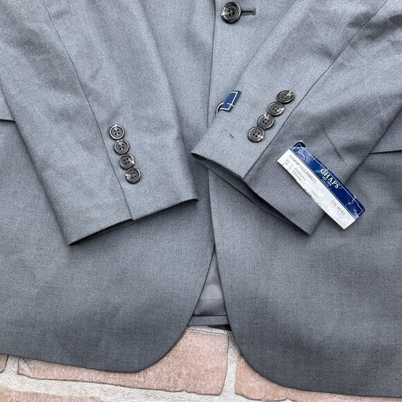 Chaps Blazer Men 38R Gray Herringbone Linen Blend Classic Career Suit Jacket NWT - Picture 2 of 11